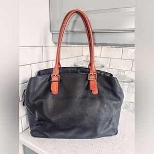 Mark & Graham Black and Brown Leather Work Tote